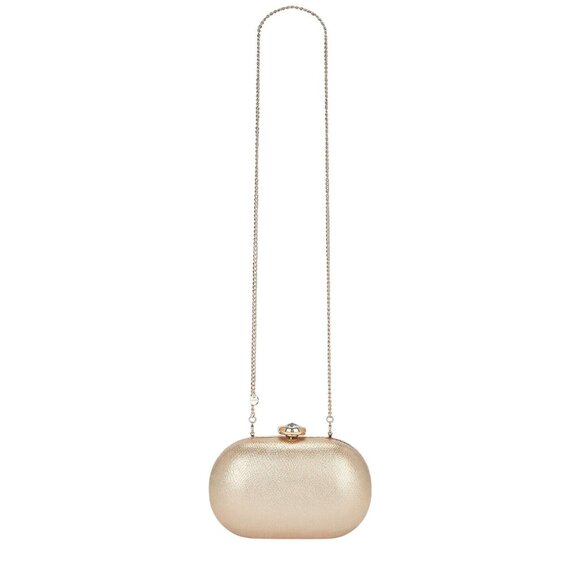 olga berg Marta Metallic Clutch in Gold Womens Purse Shoulder Handbag - Picture 5 of 11